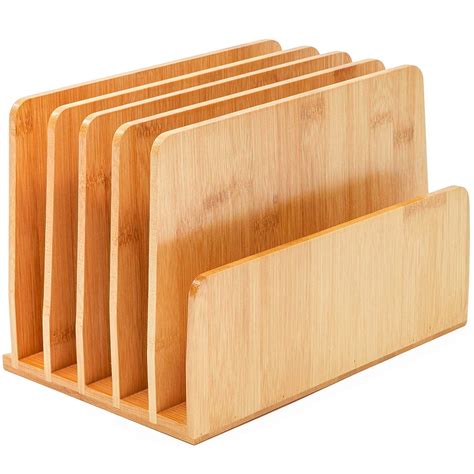 bamboo desk file organizer wood desktop mail holder sorters
