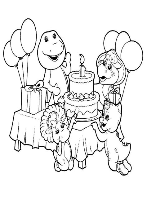 barney  friends celebrate birthday coloring pages  place  color