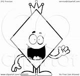 Mascot Waving Suit Diamond Card King Clipart Cartoon Coloring Thoman Cory Outlined Vector Queen 2021 sketch template