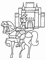 Knights Colorear Castles Cavallo Ritter Chevalier Castillos Chateau Cavalli Animali Caballero Moyen Enregistrée sketch template