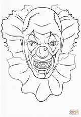 Pages Coloring Scary Horror Clown Book sketch template