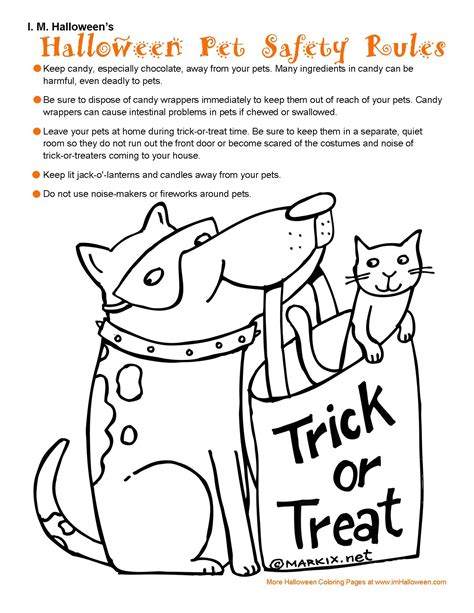 halloween pet safety rules coloring page