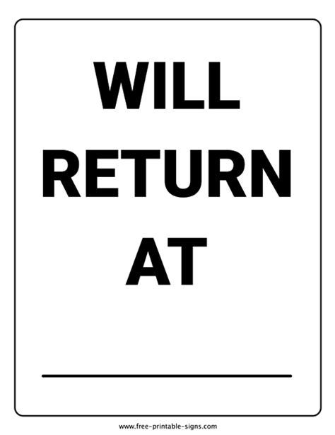 printable  return  sign  printable signs