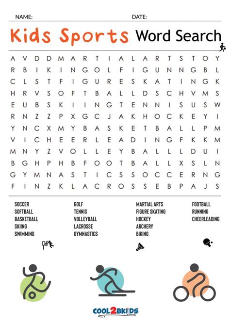 printable sports word search coolbkids