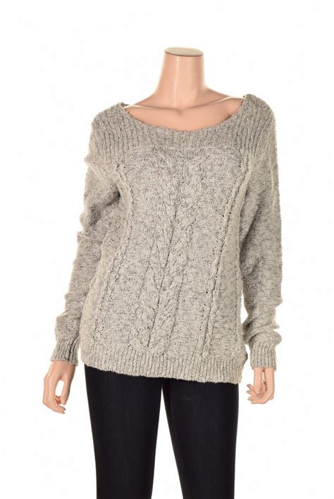 Jones New York Ribbed Cable Knit Sweater Silver Foxblack L