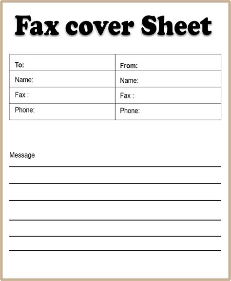 printable blank fax cover sheet template  fax cover sheet