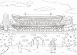 Coloring Korea South Korean Sungnyemun Gate Seoul Pages Therapy sketch template