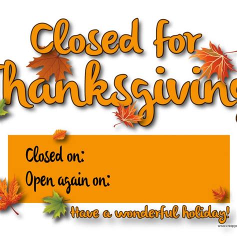 printable closed  thanksgiving signs