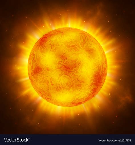 sun planet bright realistic  rays glow vector image