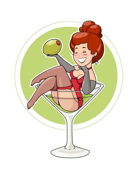 Royalty Free Women Martini Pin Up Girl Glass Clip Art Vector Images