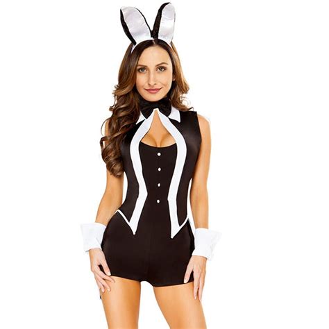 New Fashion Sexy Women 5 Piece Tuxedo Bunny Costume Tux And Tails