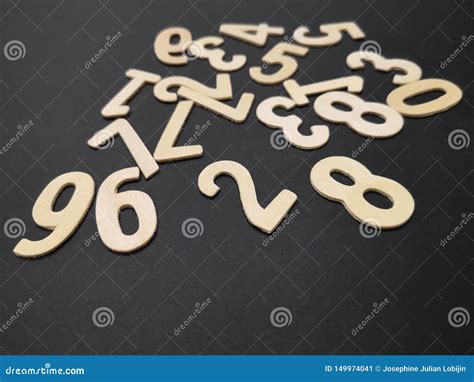 closeup image  wooden white number  black color background stock