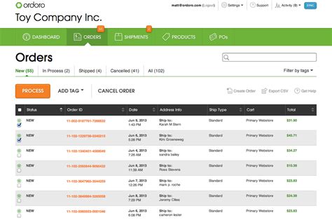 orders list page screenshot table pc company  printing labels holo ads ship ships