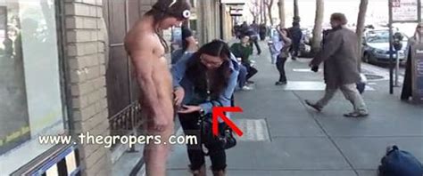 girl grabs dick in public