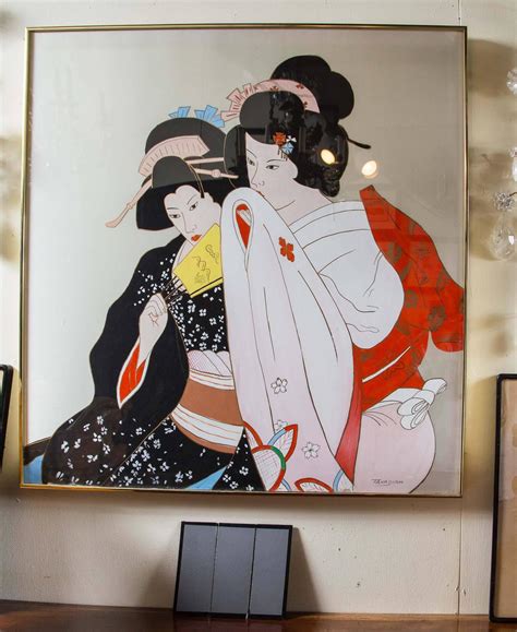 japanese silk screen   geishas  sale  stdibs
