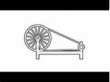 Charkha Spinning Wheel Draw sketch template