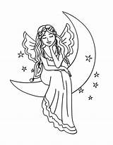 Fairy Moon Coloring Sitting Pages Beautiful Kids Template Grumpy sketch template