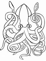 Squid Coloring Giant Kids Drawing Pages Octopus Printable Print Evil Getdrawings Di Paper Categories sketch template
