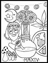Stoner Weed Hippy Chakra sketch template