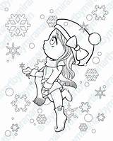 Coloring Christmas Winter Stamp Digital Anime Girl Di Digi Snowflake sketch template