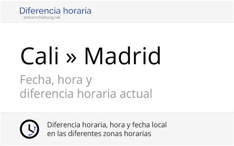 Diferencia Horaria Cali Colombia Madrid España