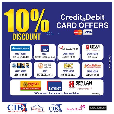 Credit And Debit Cards Offer At Cib Shopping Centre