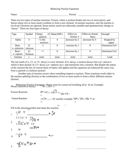 worksheet balancing nuclear equations worksheet worksheet db excelcom