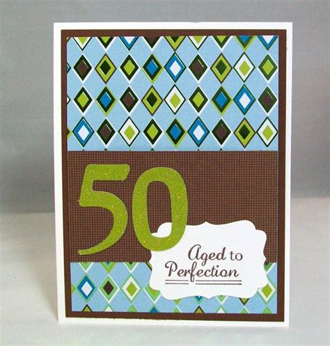 Brown Blue Green 50 Aged To Perfection 50th Birthday Card