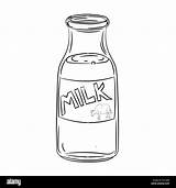 Milk Bottle Sketch Line Simple Drawn Hand Vector Illustration Alamy Coloring Book sketch template