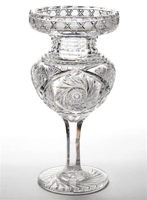 American Brilliant Cut Glass Center Bowl Vase