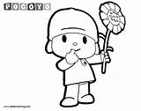 Pocoyo Coloring Pages Wtih Flower Printable Kids Adults Color sketch template