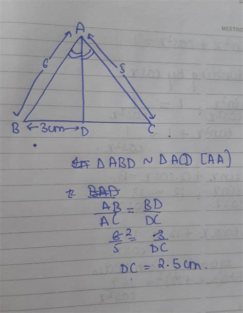 In Trianlge Abc Ad Is The Bisector Of Angle Bac If Ab