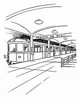 Coloring Train Station Printable Subway Pages Car Sheets Bus Trains Cable York Colouring Nyc City Drawing Railroad Map Trolley Places sketch template