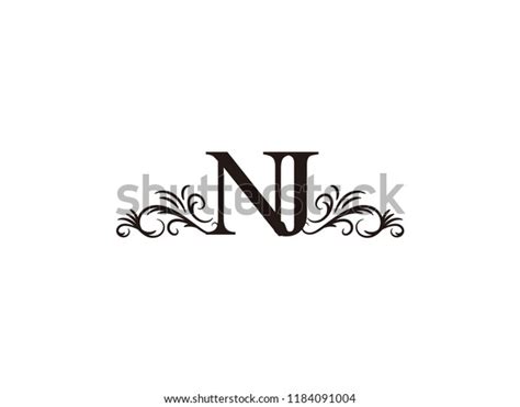 vintage initial letter logo nj couple stock vector royalty