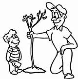 Coloring Arbor Take Pages Tree Growing Father Son His sketch template