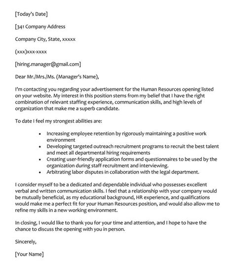 human resources cover letter samples master  template document