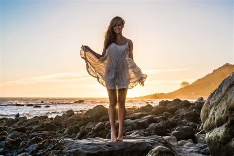 wallpaper sunlight women outdoors model sunset sea rock sand