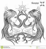Gemini Tweeling Astrological Horoscope Teken Astrologisch Lineart Astrology sketch template