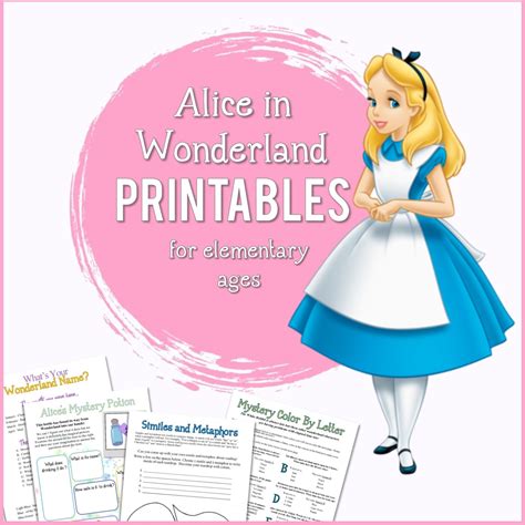 alice  wonderland printables  learning curve