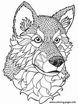 Coloring Wolf Adult Mandala Pages Quality Printable Print Color sketch template