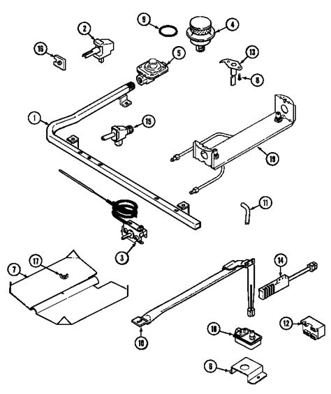 gas controls diagram parts list  model xaw magic chef parts range parts searspartsdirect