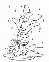 Piglet Winnie Pooh Knorretje Kleurplaten Regen Ferkel Puuh Malvorlagen Malvorlage Ausmalbild Stimmen Coloringhome sketch template