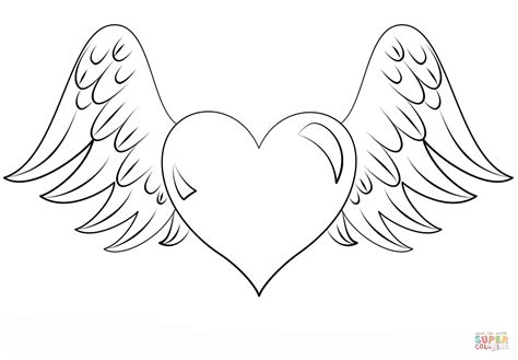 heart  wings coloring page  printable coloring pages