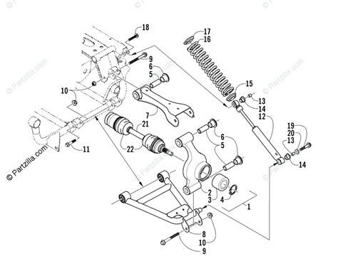 arctic cat atv  oem parts diagram  rear suspension assembly partzillacom
