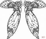 Fairy Wings Coloring Pages Illustration Drawing Printable Supercoloring Clipart 13th Friday Color Clip Drawings Tattoo Butterfly sketch template