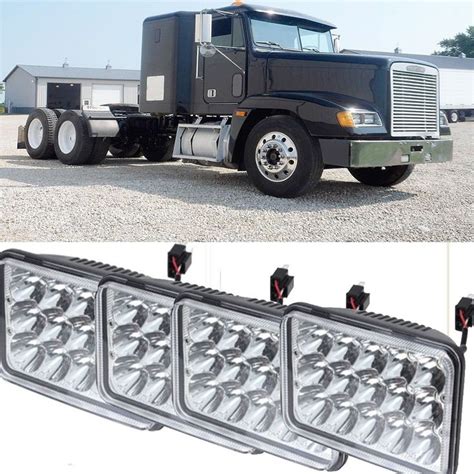 pieces led headlight lm high  beam fit  freightliner fld   fld macauto led