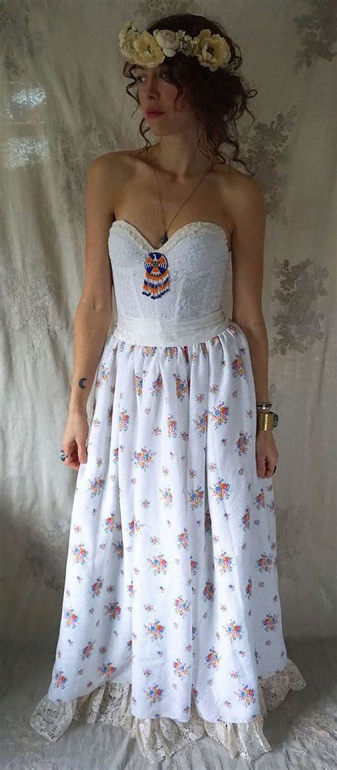 prairie gown wedding dress formal prom boho bohemian whimsical country bustier corset