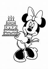 Minnie Mouse Pages Coloring Holding Cake Printable Birthday Stack Girls sketch template