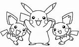 Pikachu Pichu Raichu Coloring Pokemon Pages Color Getcolorings sketch template