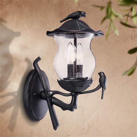 birdie  high black seedy glass outdoor wall light  lamps  outdoor wall